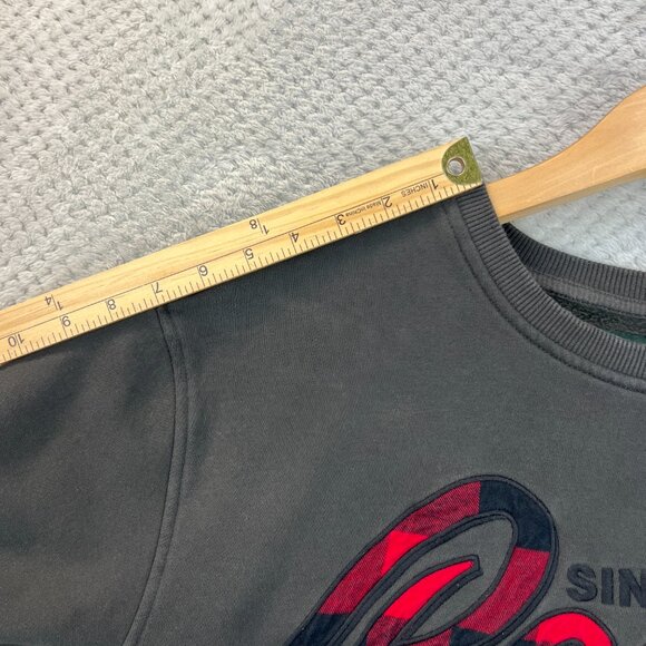 Roots Womens Crewneck Sweatshirt Plaid Raised Lettering Organic Cotton Sz Small - Picture 7 of 11